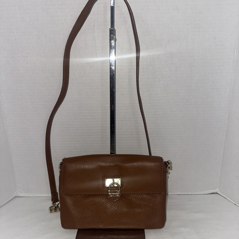 Calvin Klein Brown Cross Body Leather Women's Chain Strap Bag